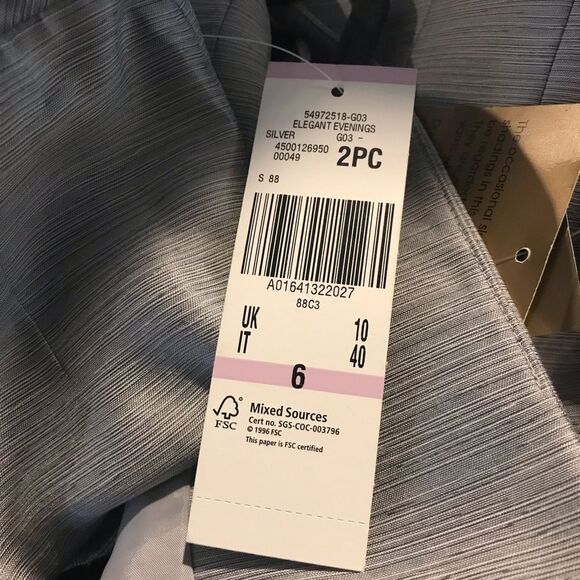 Kasper Skirt Suit Women's Size 6 Silver Metallic 2-Piece Set Skirt & Blazer NWT - Picture 12 of 15